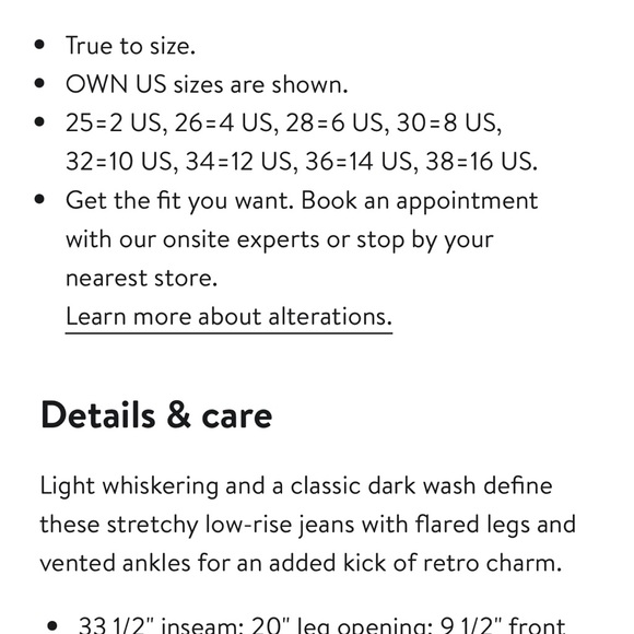 OWN. Low Rise Stretch Flare Jeans Dark Authentic Wash SOLD OUT NWT SZ 30 32.5 - Picture 11 of 11